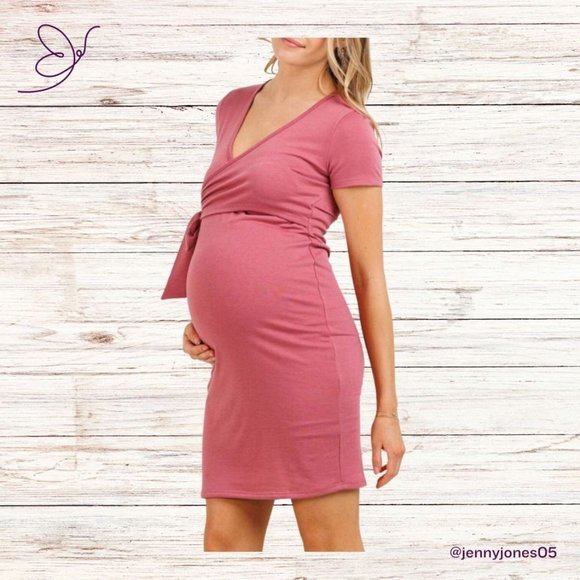 Hello Miz Maternity Mauve Tie-Accent Maternity/Nursing Dress~Size Medium~NWT - Picture 3 of 5